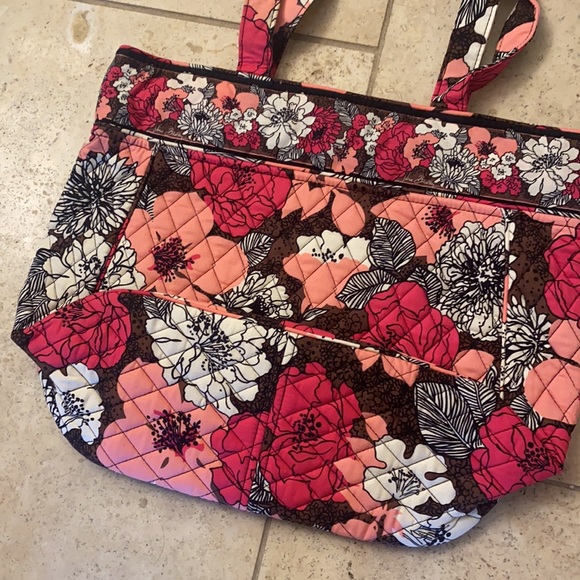 Vera Bradley Mocha Rouge Pink & Brown Quilted Tote - Picture 4 of 5